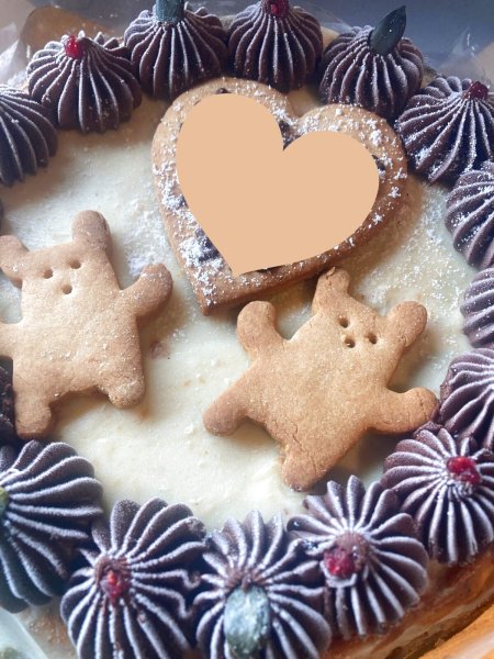 画像1: お祝いの♡お豆腐チーズ風チョコクリームケーキ(５号サイズ)🎂おめでとうクッキープレート付き  ( 乳卵不使用  グルテンフリー　無添加) (1)